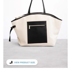 Beis canvas tote beige/black